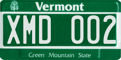 VT license plate XMD002