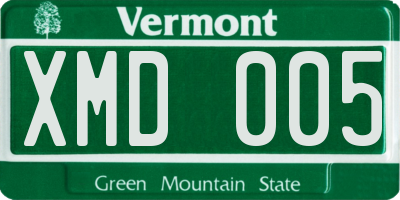 VT license plate XMD005