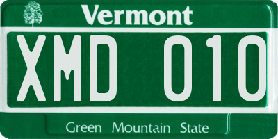 VT license plate XMD010