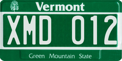 VT license plate XMD012