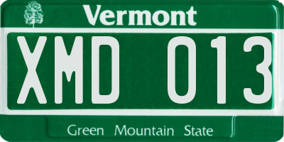 VT license plate XMD013