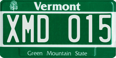 VT license plate XMD015