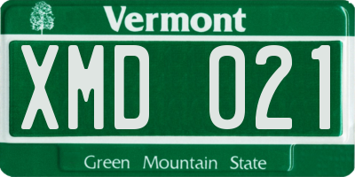 VT license plate XMD021