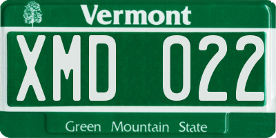 VT license plate XMD022
