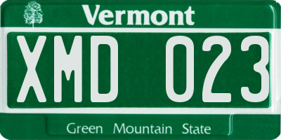 VT license plate XMD023