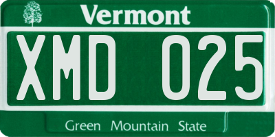 VT license plate XMD025