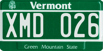 VT license plate XMD026