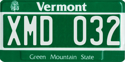 VT license plate XMD032