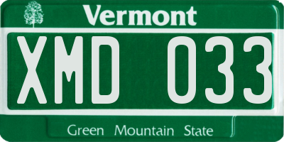 VT license plate XMD033