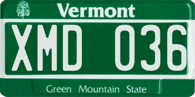 VT license plate XMD036