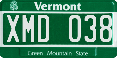 VT license plate XMD038