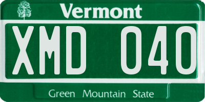 VT license plate XMD040