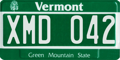 VT license plate XMD042