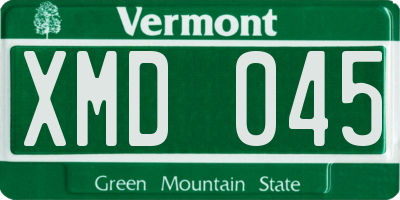 VT license plate XMD045