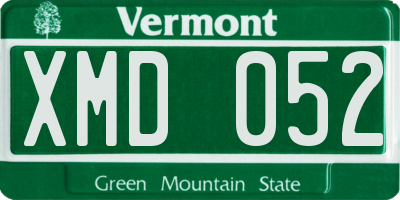 VT license plate XMD052