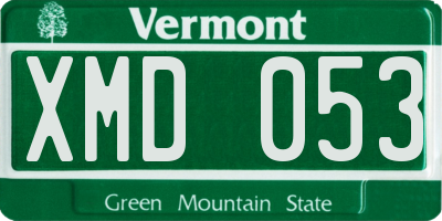 VT license plate XMD053