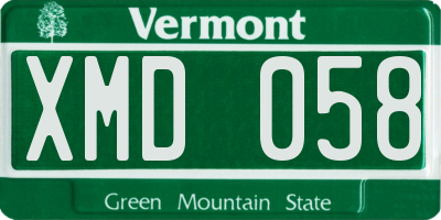 VT license plate XMD058