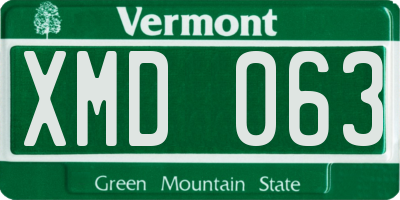 VT license plate XMD063