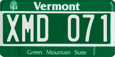 VT license plate XMD071