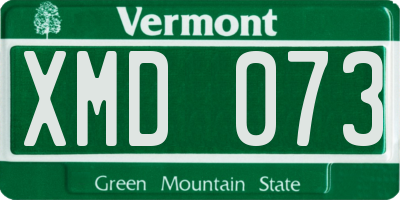VT license plate XMD073