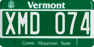 VT license plate XMD074