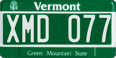 VT license plate XMD077