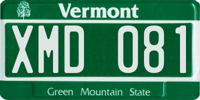 VT license plate XMD081