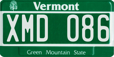 VT license plate XMD086