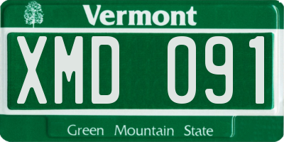 VT license plate XMD091