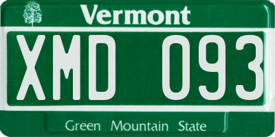 VT license plate XMD093