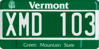 VT license plate XMD103
