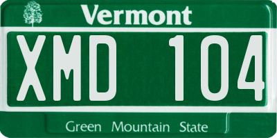 VT license plate XMD104
