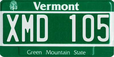 VT license plate XMD105