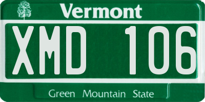 VT license plate XMD106