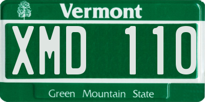 VT license plate XMD110