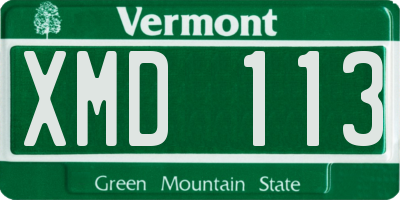 VT license plate XMD113