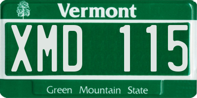VT license plate XMD115