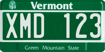 VT license plate XMD123