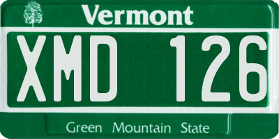 VT license plate XMD126