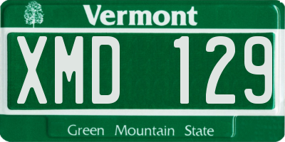 VT license plate XMD129