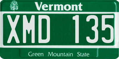 VT license plate XMD135
