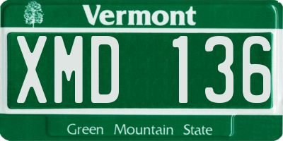 VT license plate XMD136