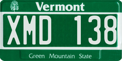 VT license plate XMD138
