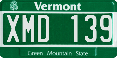VT license plate XMD139