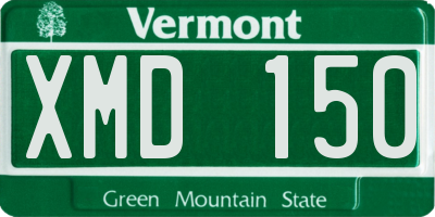 VT license plate XMD150