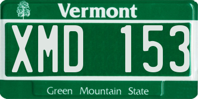 VT license plate XMD153