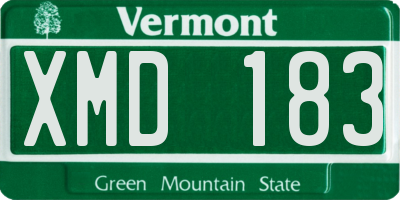 VT license plate XMD183