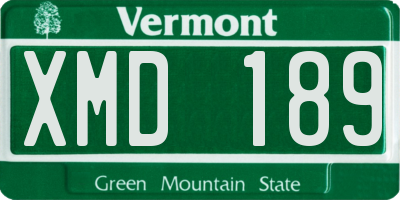 VT license plate XMD189