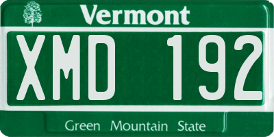VT license plate XMD192