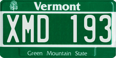 VT license plate XMD193